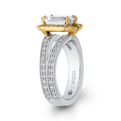 Split Shank Emerald Cut Diamond Engagement Ring in 14K Two Tone Gold (Semi-Mount)