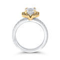 Split Shank Emerald Cut Diamond Engagement Ring in 14K Two Tone Gold (Semi-Mount)