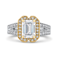 Split Shank Emerald Cut Diamond Engagement Ring in 14K Two Tone Gold (Semi-Mount)