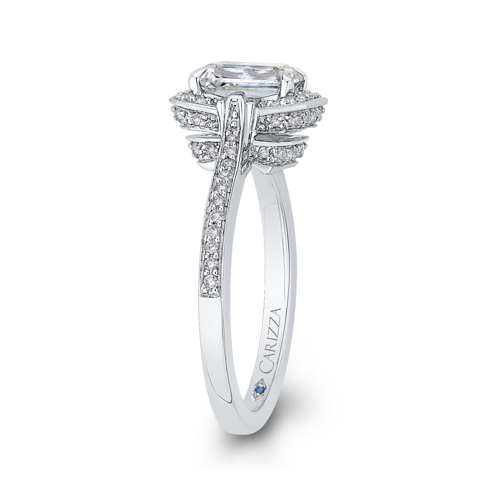 Emerald Cut Diamond Engagement Ring in 14K White Gold (Semi-Mount)