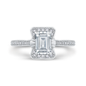 Emerald Cut Diamond Engagement Ring in 14K White Gold (Semi-Mount)