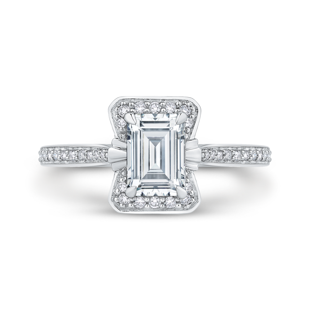 Emerald Cut Diamond Engagement Ring in 14K White Gold (Semi-Mount)