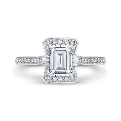 Emerald Cut Diamond Engagement Ring in 14K White Gold (Semi-Mount)