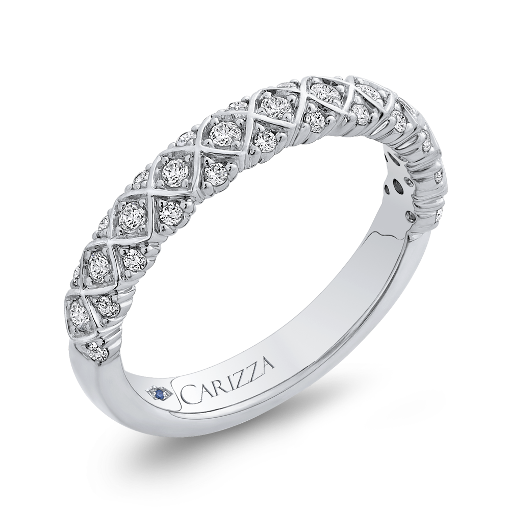 Round Diamond Half-Eternity Wedding Band in 14K White Gold