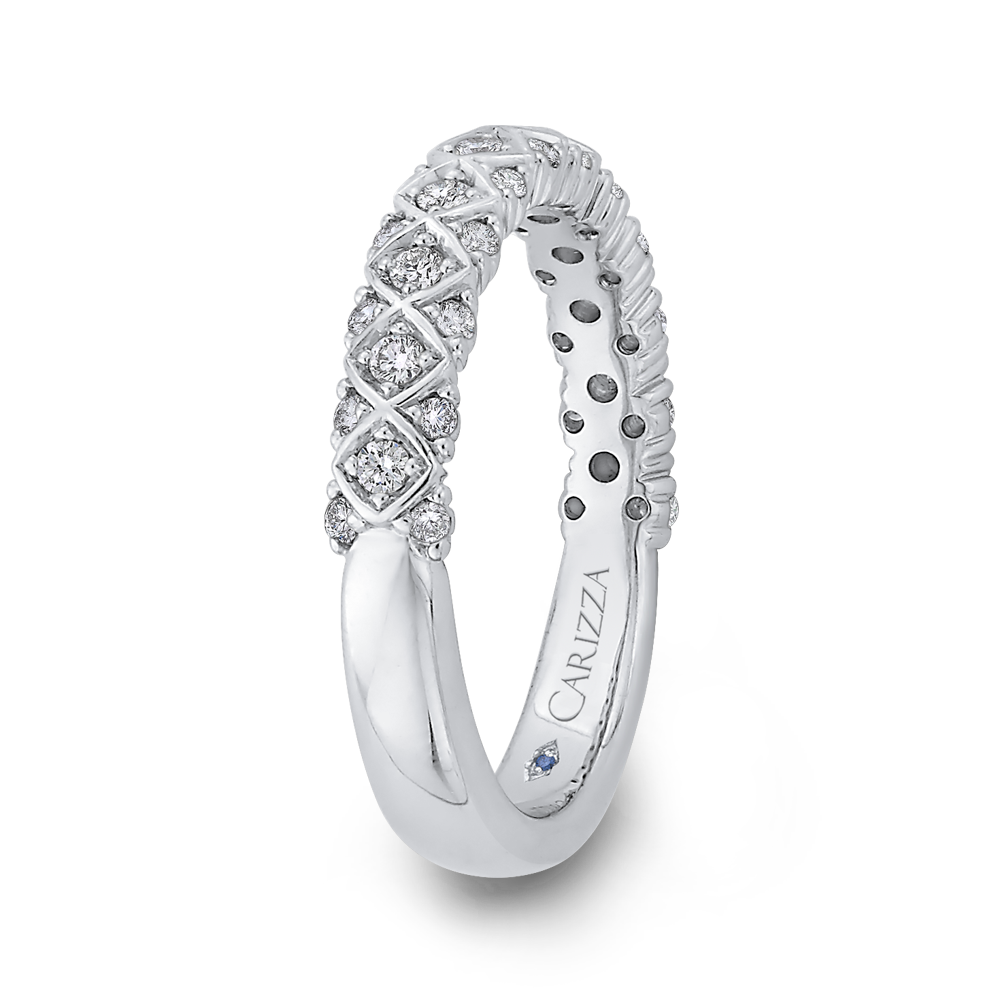 Round Diamond Half-Eternity Wedding Band in 14K White Gold