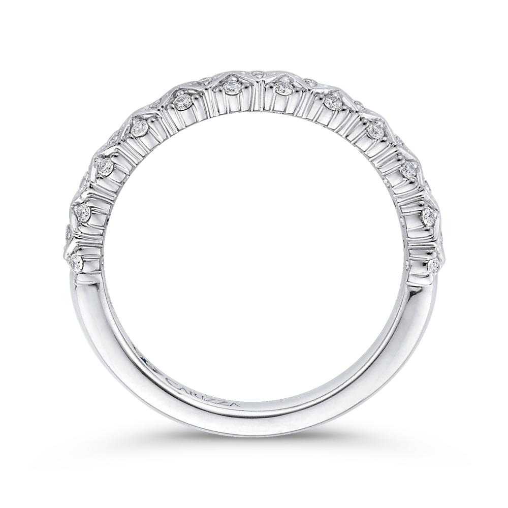 Round Diamond Half-Eternity Wedding Band in 14K White Gold