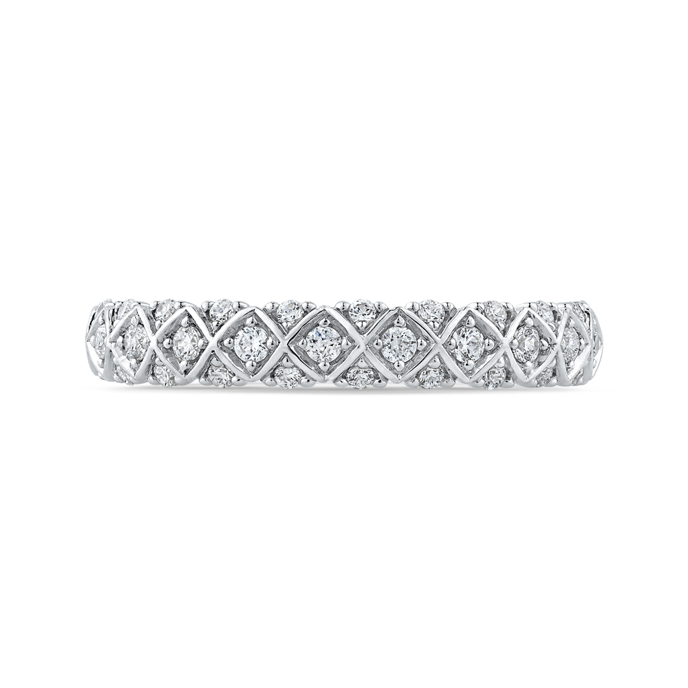 Round Diamond Half-Eternity Wedding Band in 14K White Gold