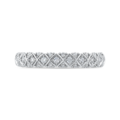 Round Diamond Half-Eternity Wedding Band in 14K White Gold