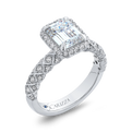 Emerald Cut Diamond Halo Engagement Ring in 14K White Gold (Semi-Mount)