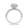 Emerald Cut Diamond Halo Engagement Ring in 14K White Gold (Semi-Mount)