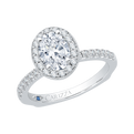 Euro Shank Oval Cut Diamond Halo Engagement Ring in 14K White Gold (Semi-Mount)