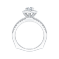 Euro Shank Oval Cut Diamond Halo Engagement Ring in 14K White Gold (Semi-Mount)