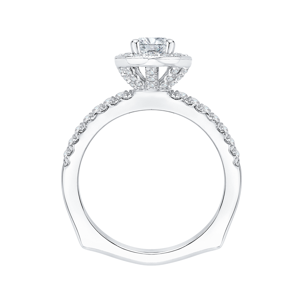 Euro Shank Oval Cut Diamond Halo Engagement Ring in 14K White Gold (Semi-Mount)