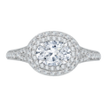 Split Shank Oval Cut Diamond Double Halo Engagement Ring in 14K White Gold (Semi-Mount)