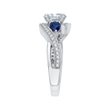 Oval Cut Diamond Engagement Ring with Sapphire in 14K White Gold (Semi-Mount)