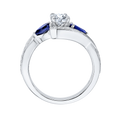 Oval Cut Diamond Engagement Ring with Sapphire in 14K White Gold (Semi-Mount)