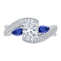 Oval Cut Diamond Engagement Ring with Sapphire in 14K White Gold (Semi-Mount)