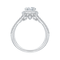 Split Shank Oval Cut Diamond Halo Engagement Ring in 14K White Gold (Semi-Mount)