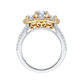 Oval Cut Diamond Three-Stone Halo Engagement Ring in 14K Two Tone Gold (Semi-Mount)