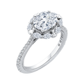 Oval Cut Diamond Halo Engagement Ring in 14K White Gold (Semi-Mount)