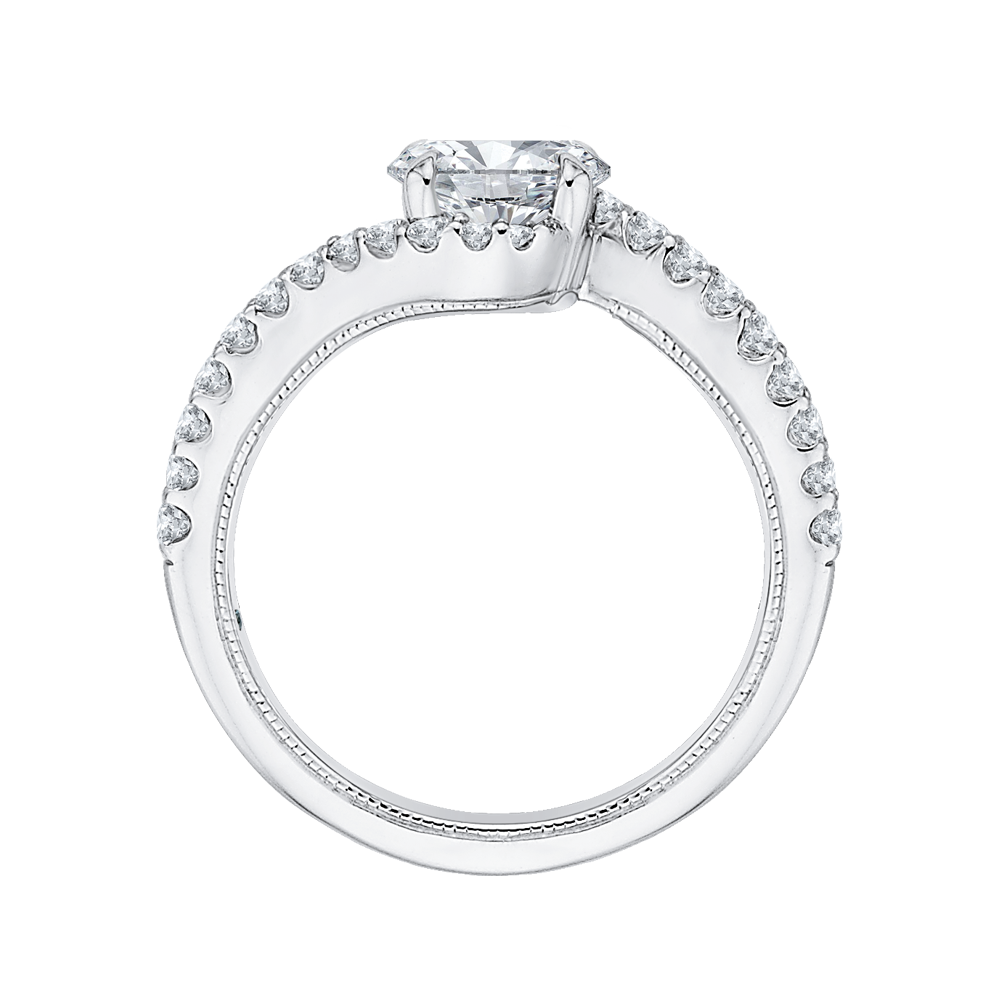 Oval Cut Diamond Promise Engagement Ring in 14K White Gold (Semi-Mount)