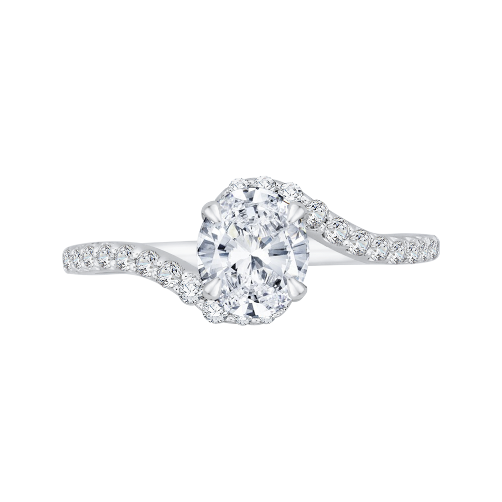 Oval Cut Diamond Promise Engagement Ring in 14K White Gold (Semi-Mount)