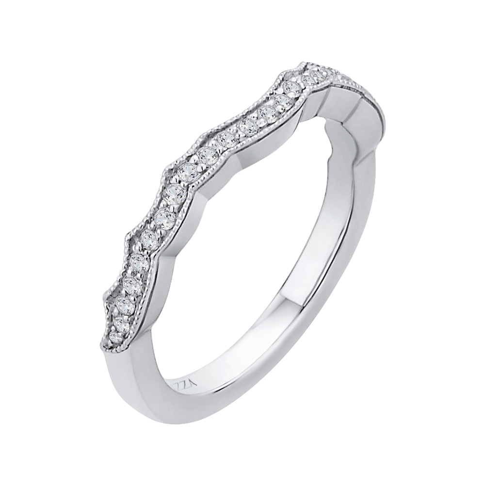 Round Diamond Half-Eternity Wedding Band in 14K White Gold