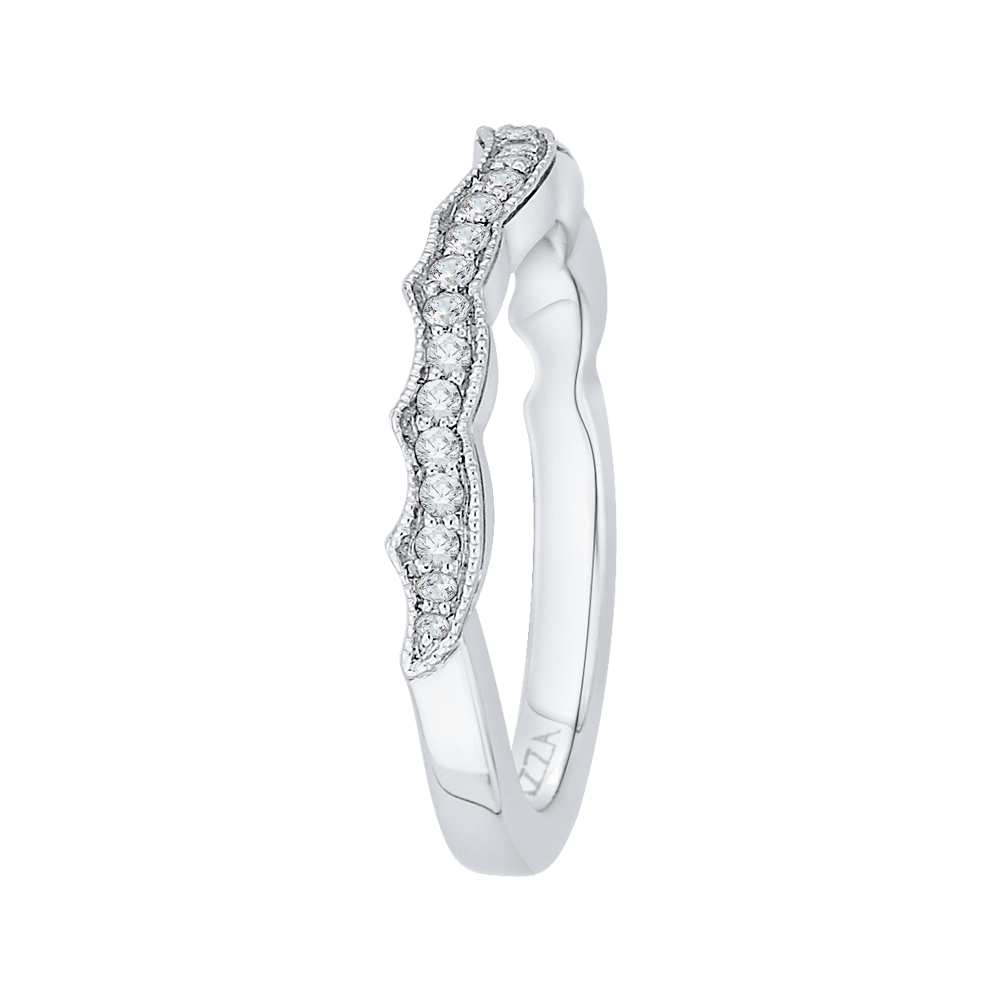 Round Diamond Half-Eternity Wedding Band in 14K White Gold