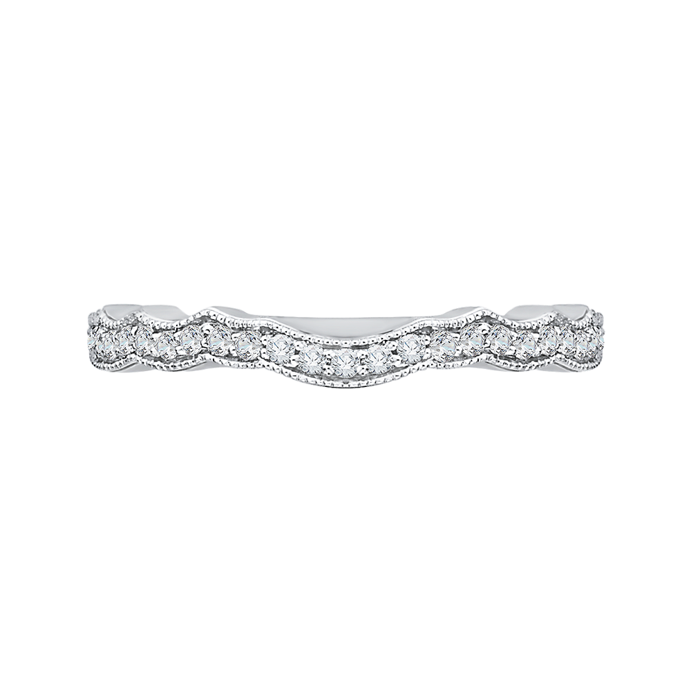 Round Diamond Half-Eternity Wedding Band in 14K White Gold