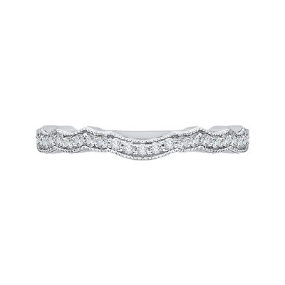 Round Diamond Half-Eternity Wedding Band in 14K White Gold