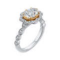 Oval Cut Diamond Halo Engagement Ring in 14K Two Tone Gold (Semi-Mount)