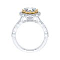 Oval Cut Diamond Halo Engagement Ring in 14K Two Tone Gold (Semi-Mount)