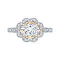 Oval Cut Diamond Halo Engagement Ring in 14K Two Tone Gold (Semi-Mount)