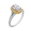 Split Shank Oval Cut Diamond Halo Engagement Ring in 14K Two Tone Gold (Semi-Mount)