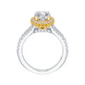 Split Shank Oval Cut Diamond Halo Engagement Ring in 14K Two Tone Gold (Semi-Mount)