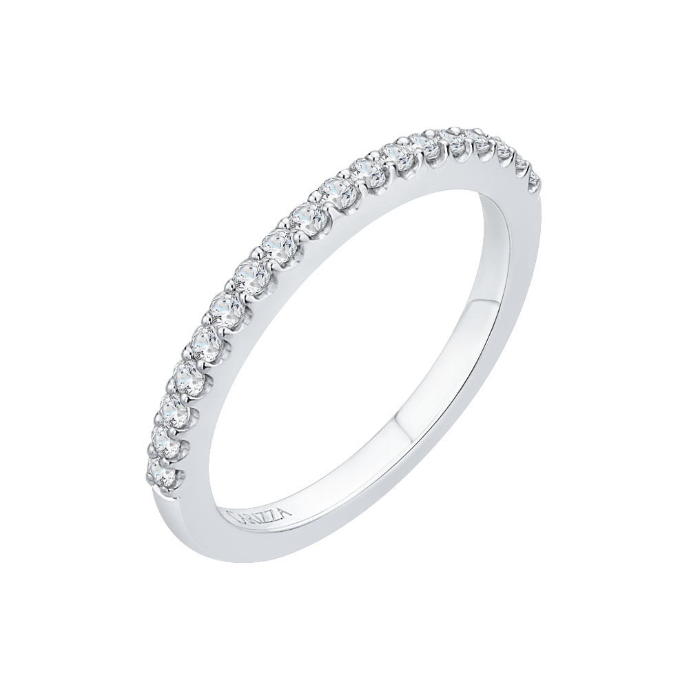 Round Diamond Half-Eternity Wedding Band in 14K White Gold