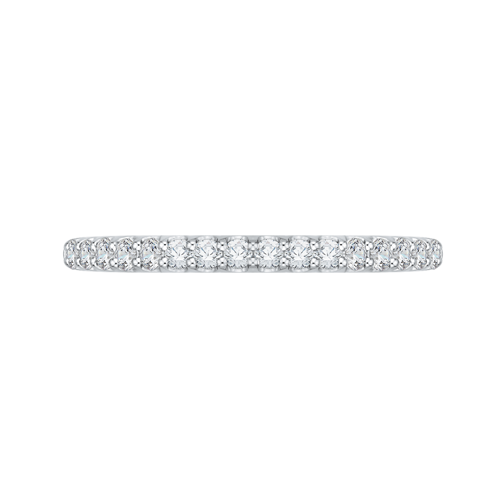 Round Diamond Half-Eternity Wedding Band in 14K White Gold