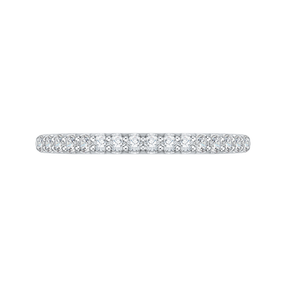 Round Diamond Half-Eternity Wedding Band in 14K White Gold