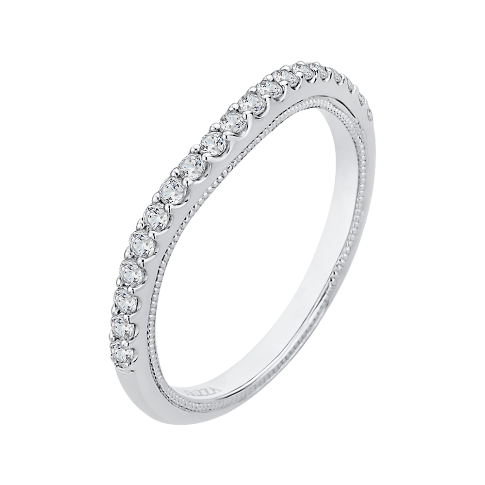 Round Diamond Half-Eternity Wedding Band in 14K White Gold