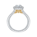 Split Shank Oval Cut Diamond Halo Vintage Engagement Ring in 14K Two Tone Gold (Semi-Mount)