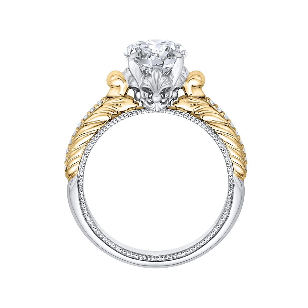 Oval Cut Diamond Engagement Ring in 14K Two Tone Gold (Semi-Mount)