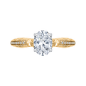 Oval Cut Diamond Engagement Ring in 14K Two Tone Gold (Semi-Mount)