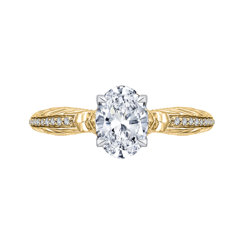 Oval Cut Diamond Engagement Ring in 14K Two Tone Gold (Semi-Mount)