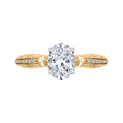 Oval Cut Diamond Engagement Ring in 14K Two Tone Gold (Semi-Mount)