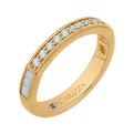 Round and Princess Cut Diamond Wedding Band in 14K Yellow Gold