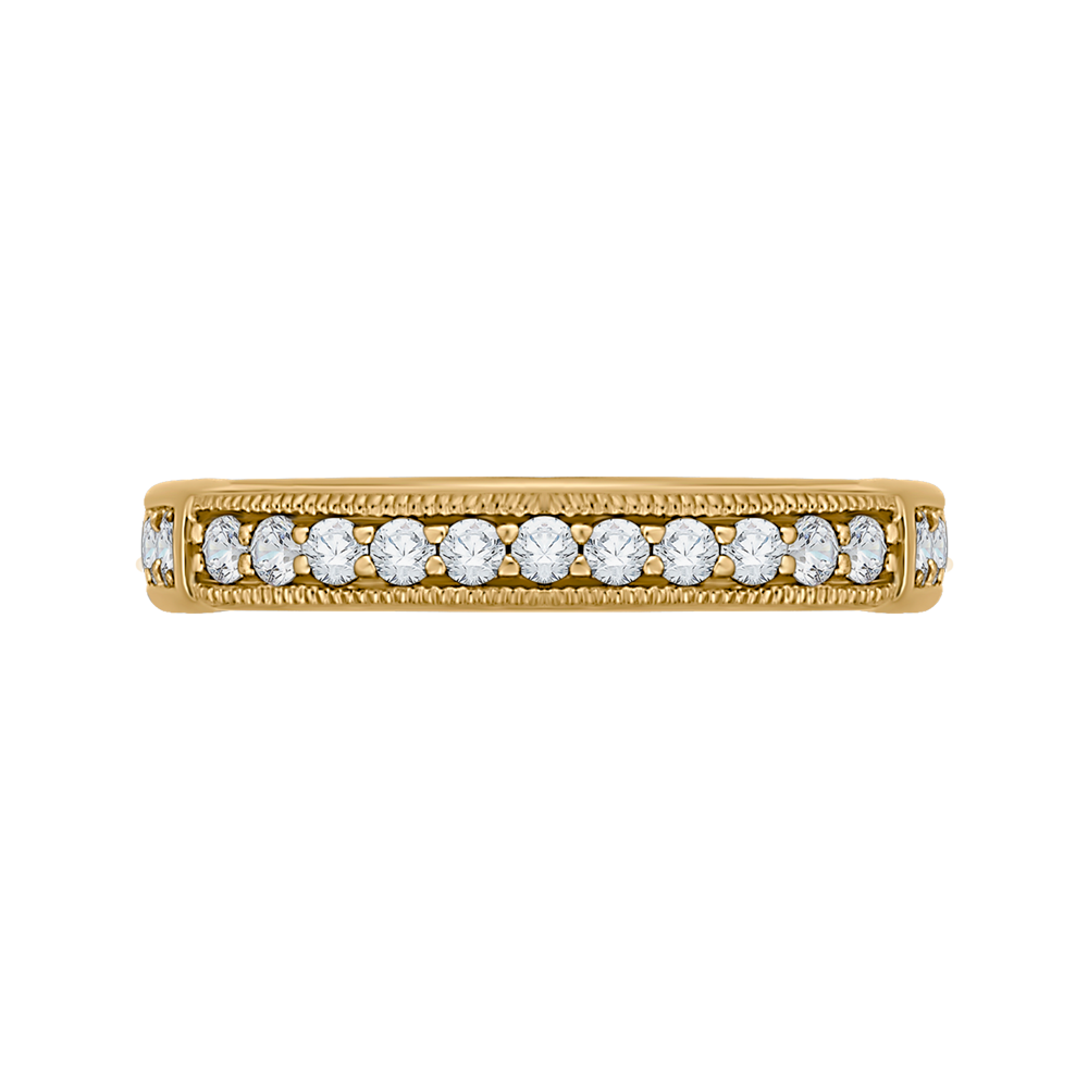 Round and Princess Cut Diamond Wedding Band in 14K Yellow Gold