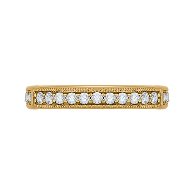 Round and Princess Cut Diamond Wedding Band in 14K Yellow Gold