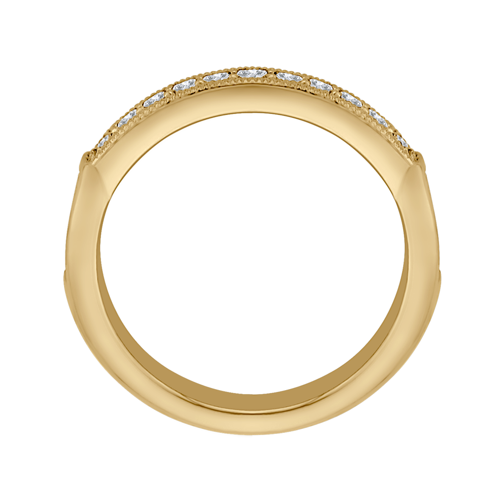 Round and Princess Cut Diamond Wedding Band in 14K Yellow Gold