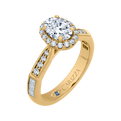 Oval Cut Diamond Halo Engagement Ring in 14K Yellow Gold (Semi-Mount)