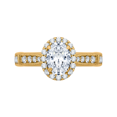 Oval Cut Diamond Halo Engagement Ring in 14K Yellow Gold (Semi-Mount)